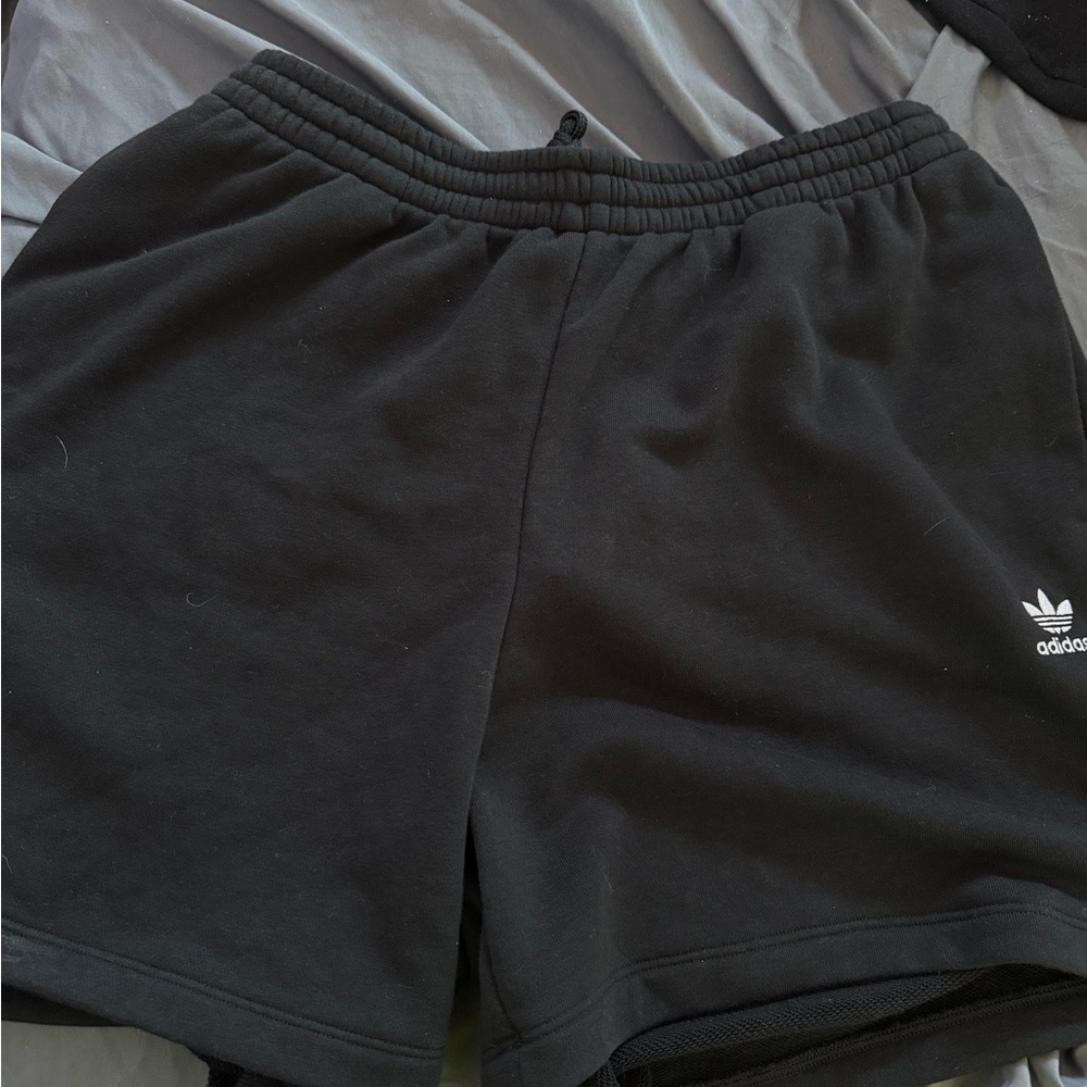 Adidas French terry black high waisted shorts